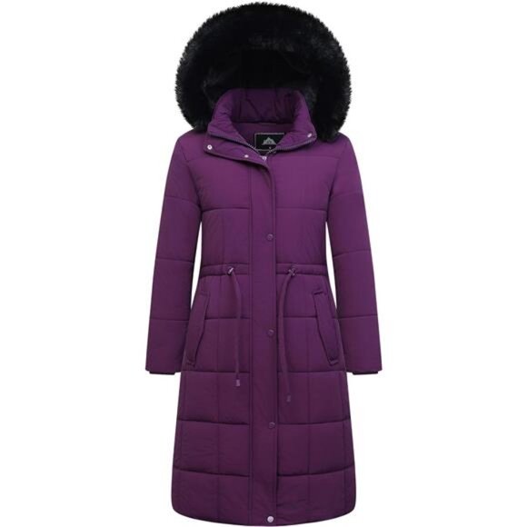 Women's Winter Coat Long Waterproof Parka - Warm Purple - Picture 1 of 5